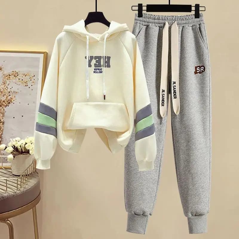 Ensemble de sport pour femmes, nouvelle Version coréenne, blocage de couleur, haut à capuche, pantal
