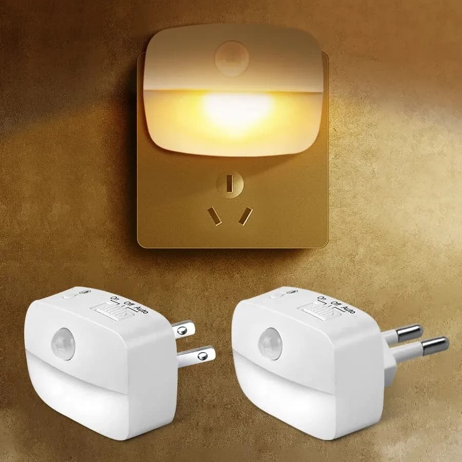 LED veilleuse avec capteur de mouvement lumière ue US prise lampes enfants veilleuses sans fil mur c