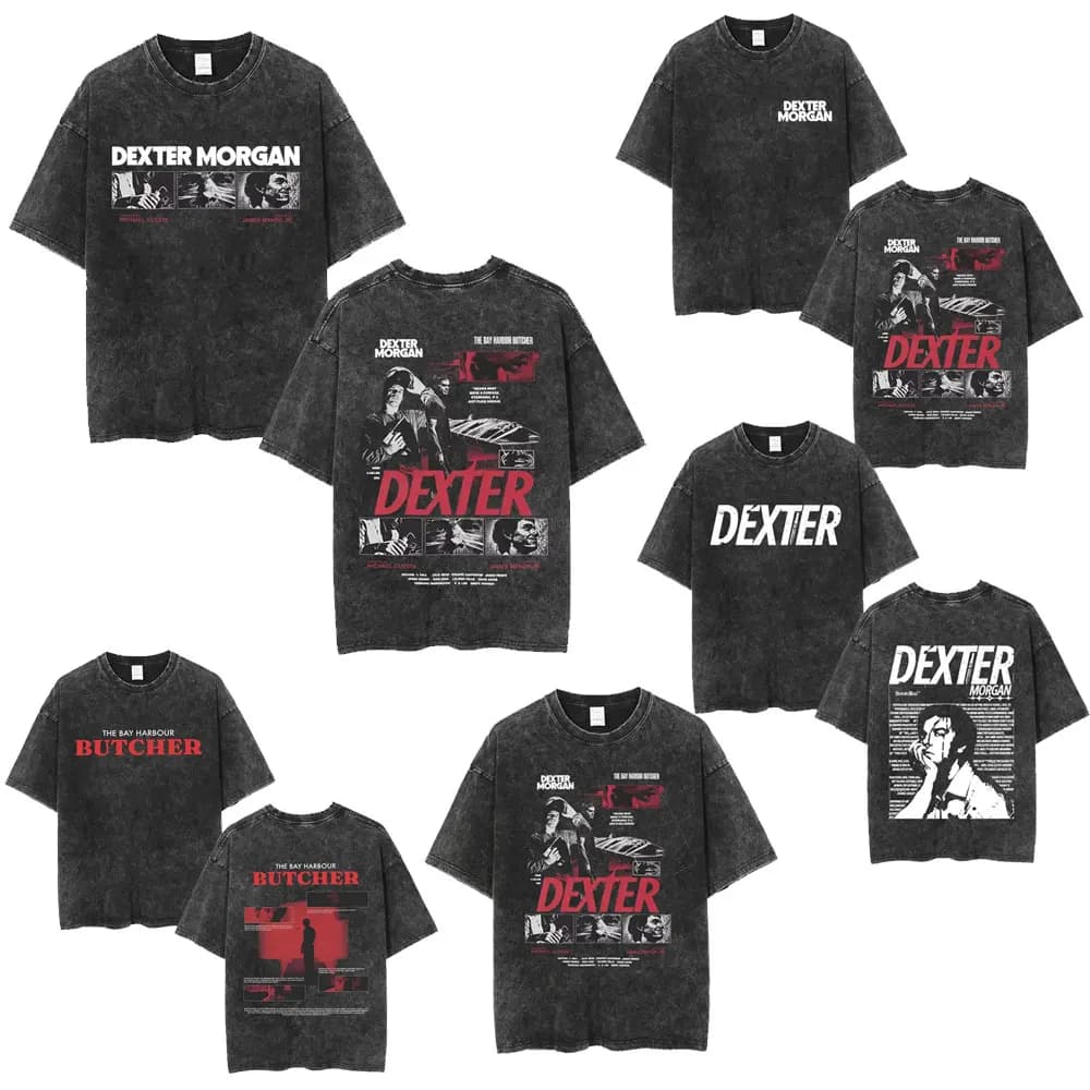 TV Play Dexter Morgan Lavé Vintage T-shirts Hommes Femmes Rétro Surdimensionné Manches Courtes T-shi