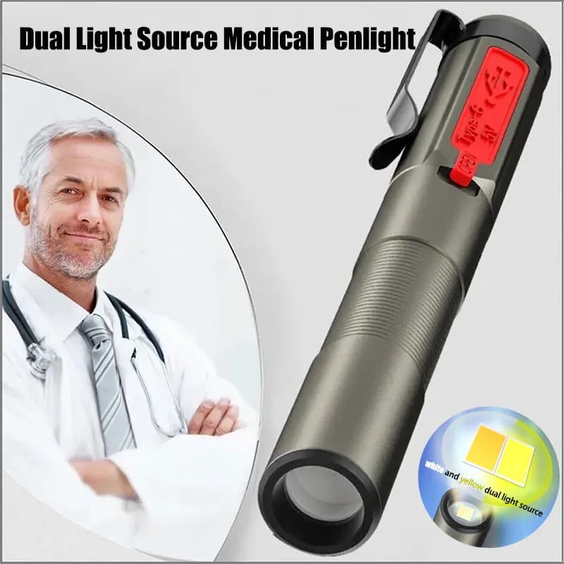 Stylo médical pratique Rechargeable, double Source de lumière, lampe de poche LED, Mini lampe de poc