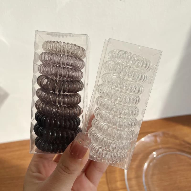 Bandes de cheveux élastiques en fil de téléphone, bandes de caoutchouc transparentes, attaches en sp