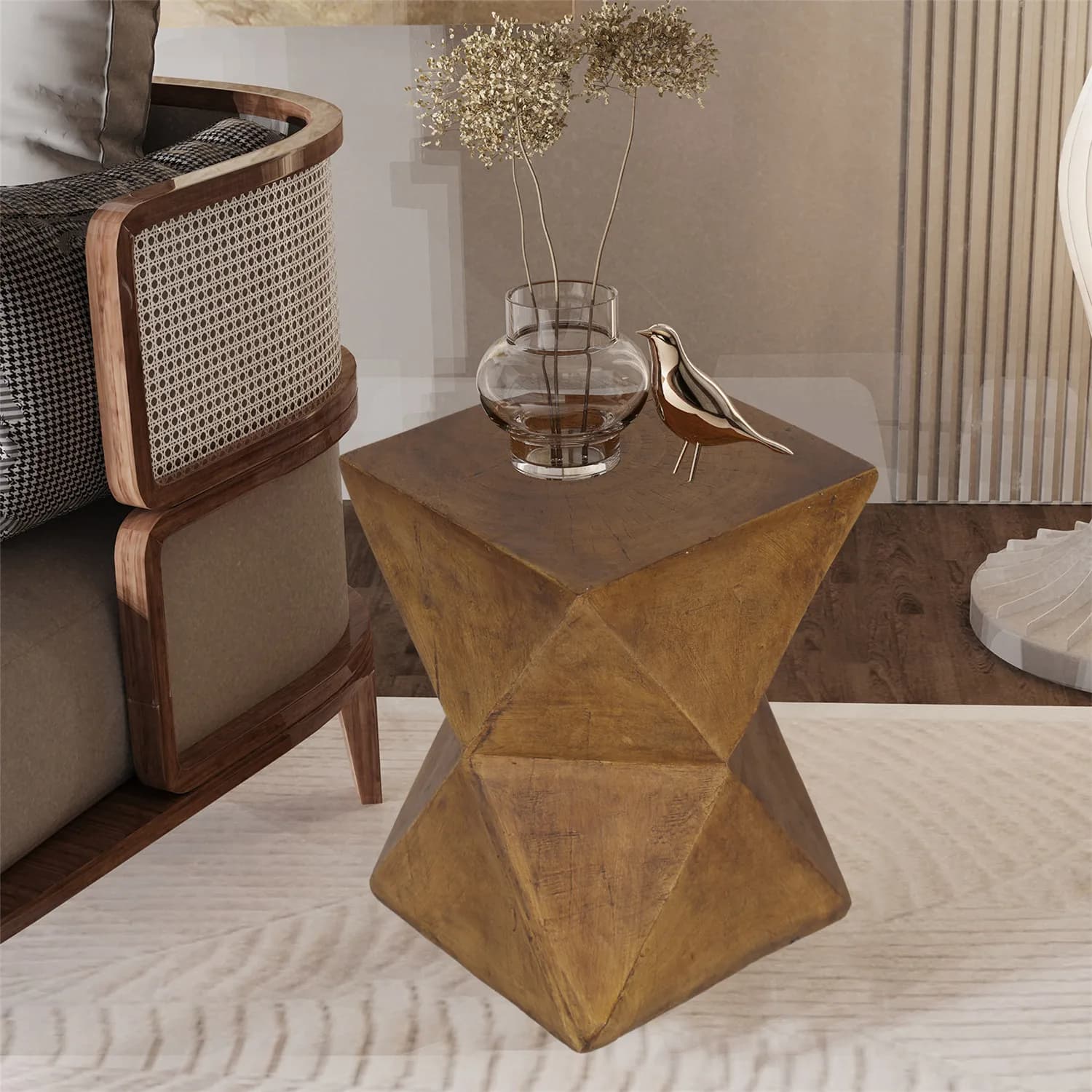 Table d'appoint en béton pour terrasse, table d'appoint pour canapé d'intérieur, table d'appoint pou