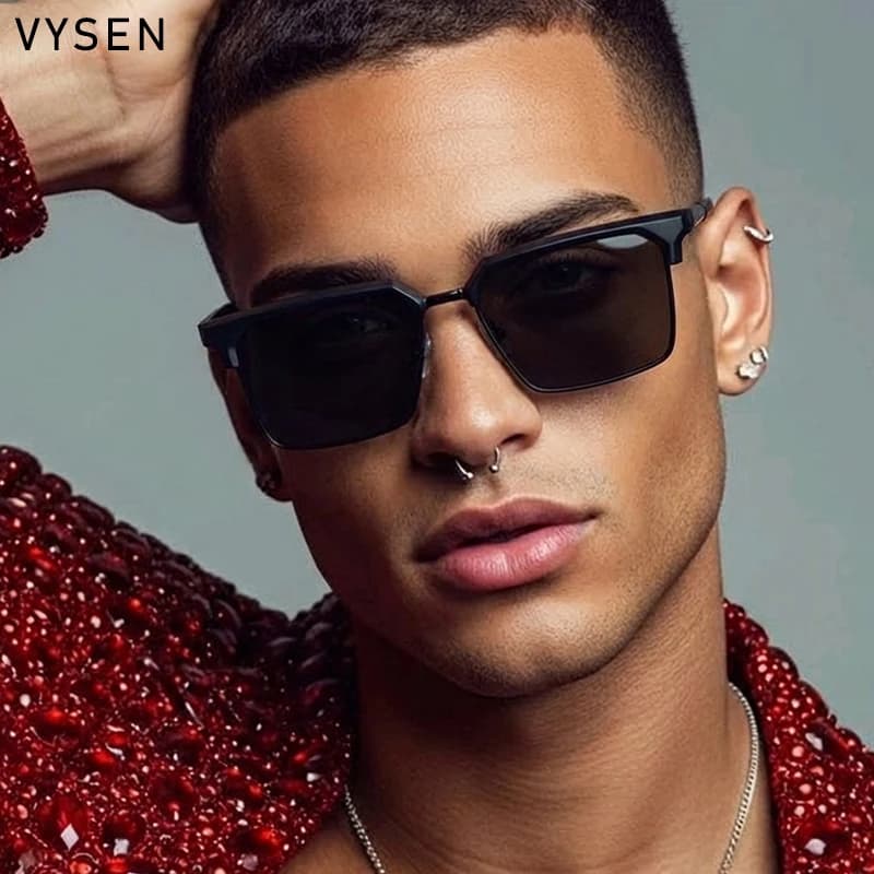 Lunettes de soleil carrées surdimensionnées de luxe 2026 pour hommes, style Y2K punk, design futuris