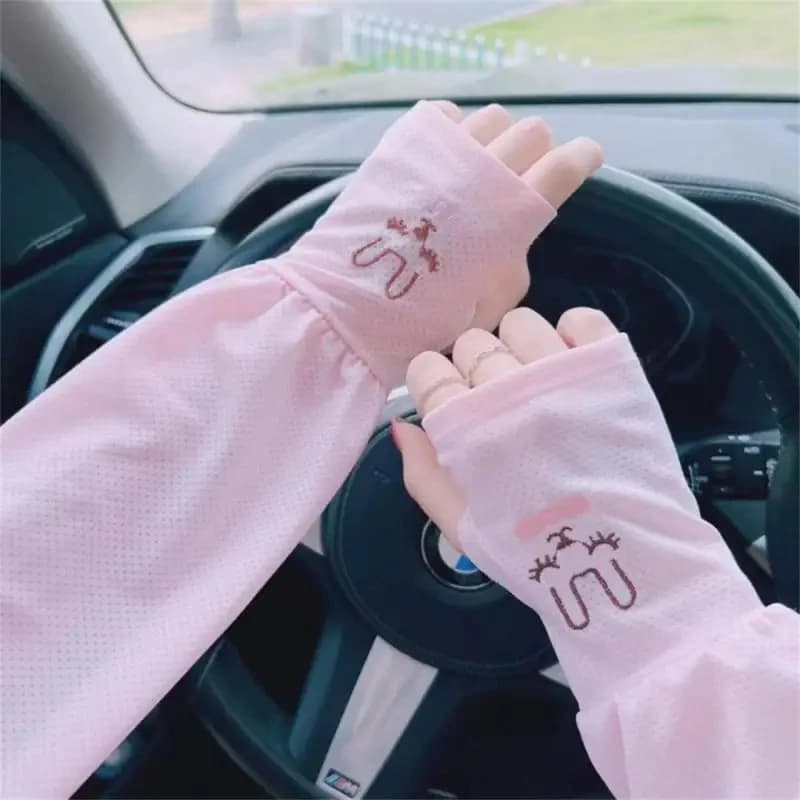 Manchons de Protection solaire en soie glacée pour femmes, Protection UV pour la conduite en plein a