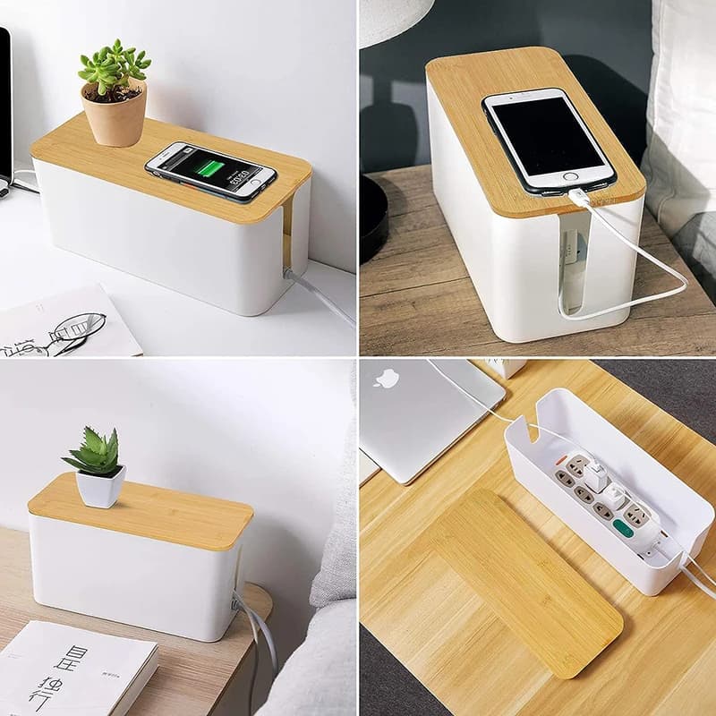 Boîte de gestion de câbles, kit de gestion de câbles pour multiprise pour cacher les fils, boîtes de