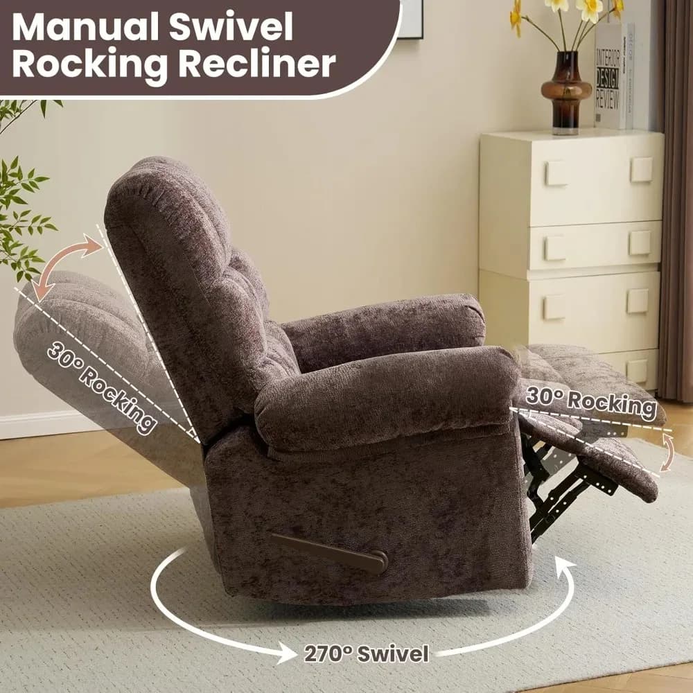 Fauteuil inclinable à bascule pivotant surdimensionné 26' fauteuil inclinable manuel extra large pou