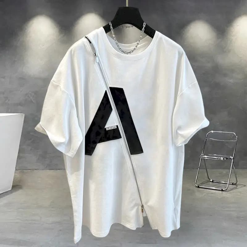 T-Shirt à Manches Courtes en Coton pour Femme, Design Irrégulier, Tendance, Été, Y2k