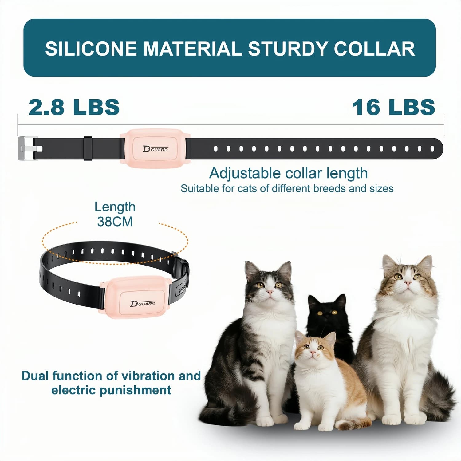 YHLC Collier anti-miau pour chat 800 m, collier vibrant automatique sans choc pour chats, collier co