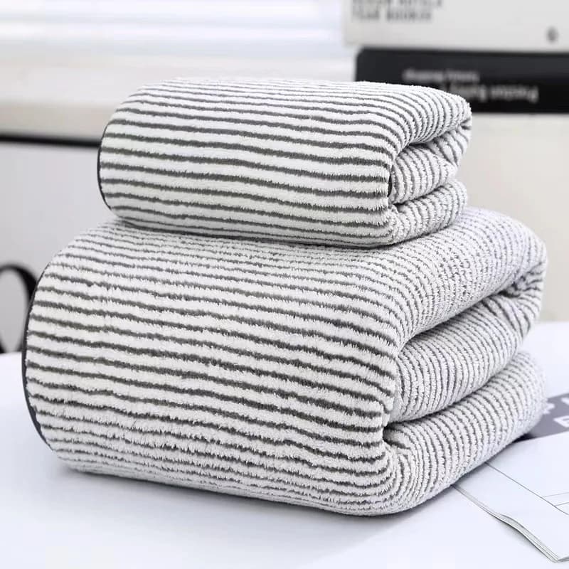 Ensemble de serviettes rayées en bambou à séchage rapide, pour expérience de salle de bain douce et 