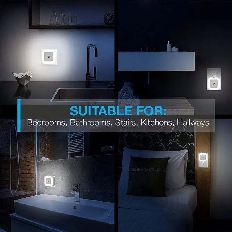 Veilleuse LED sans fil Mini mur mignon Plug-in capteur automatique lampe de chevet pour chambre cham