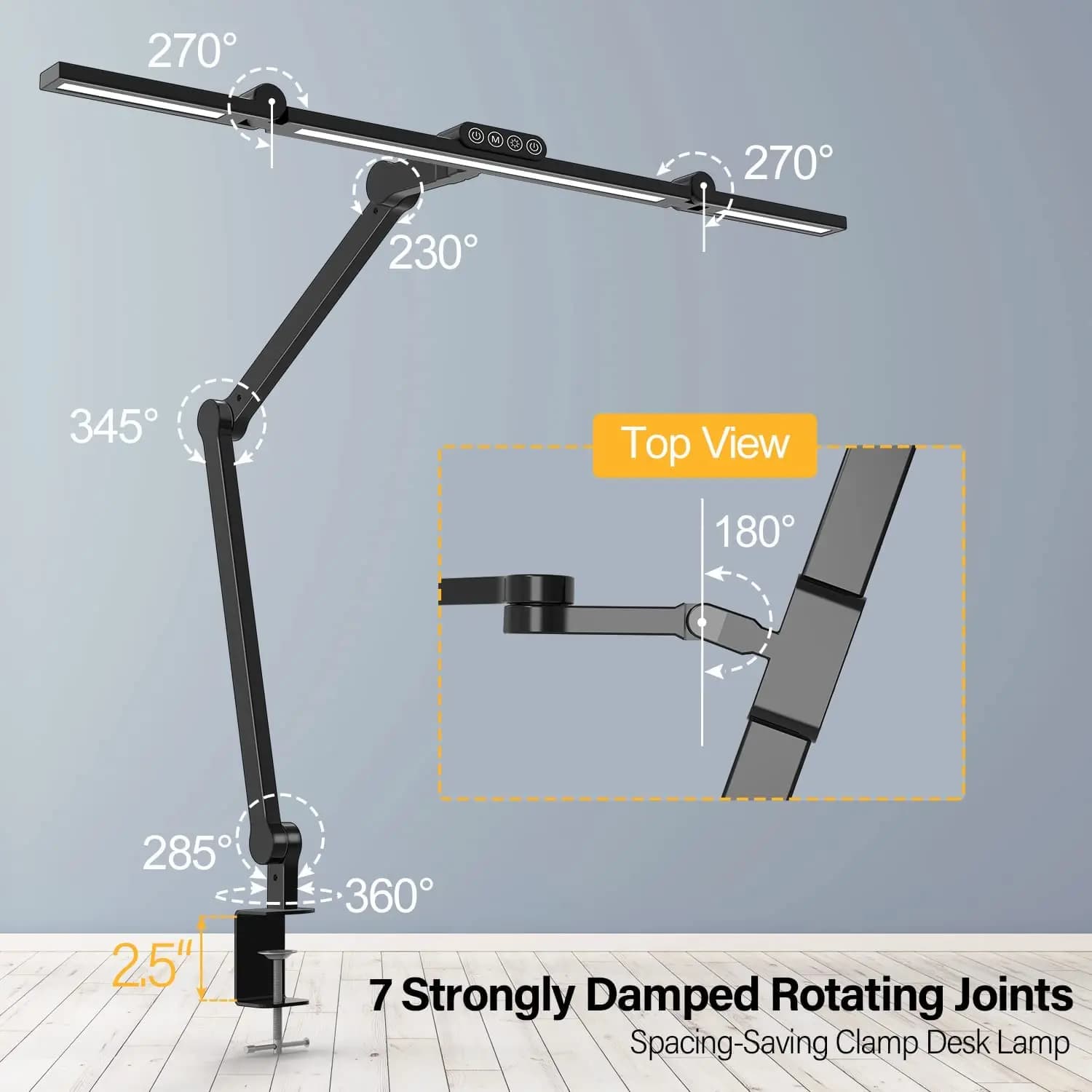 Lampe de bureau LED avec pince, lampe de bureau d'architecte pour le bureau à domicile avec éclairag