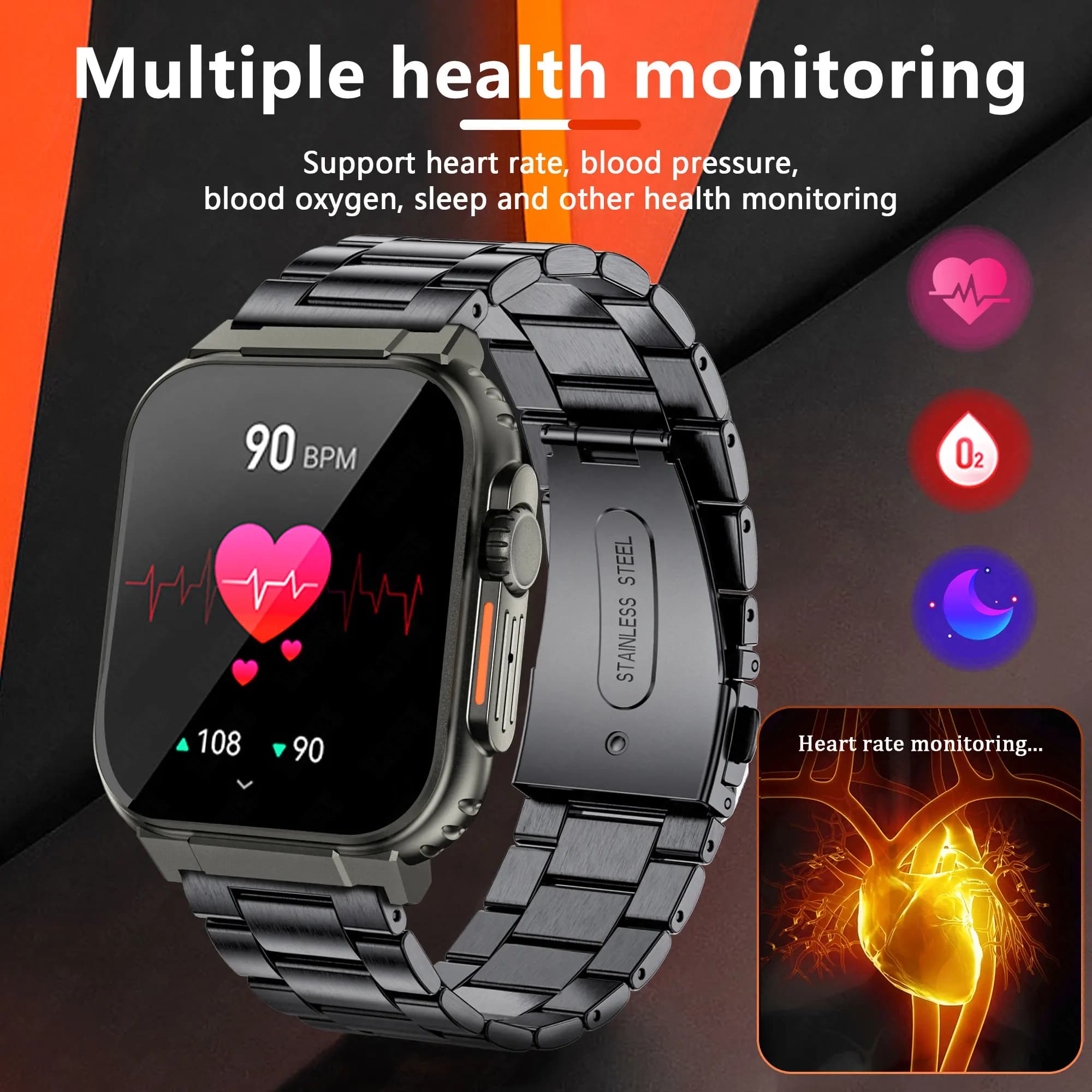 LIGE-Montre Connectée Ultra Étanche pour Homme et Femme, Appel Bluetooth, TWS, Musique Locale, Horlo