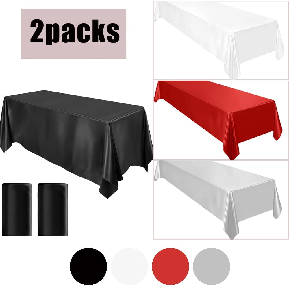 Nappe rectangulaire en Satin, 2 paquets, couverture superposée, nappe en soie brillante, tissu lisse