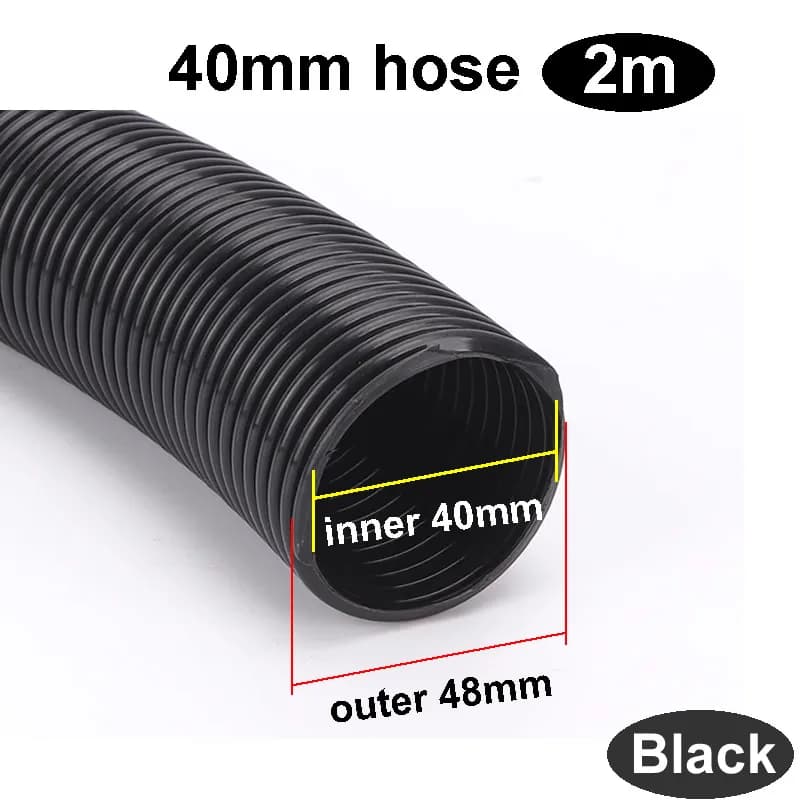 Tuyau fileté pour aspirateurs généraux, intérieur noir 25mm 28mm 32mm 40mm, pailles à soufflet, pièc