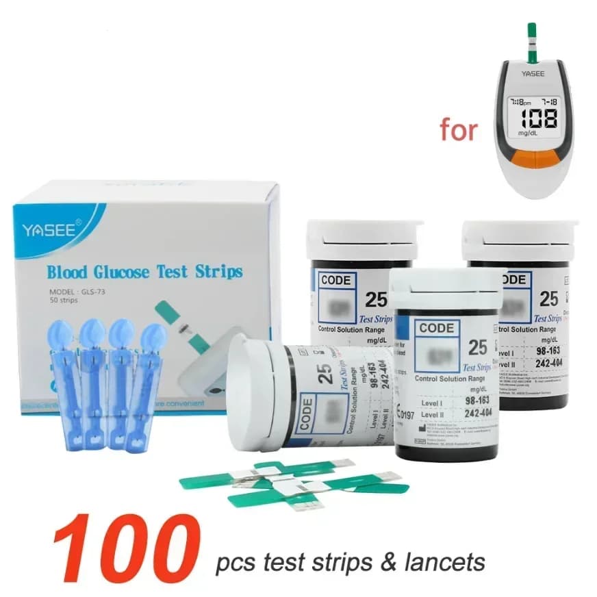 YASEE GLM-77 GLS-77 bande de Test de glycémie 100 pièces + 100 pièces bande de Test de glycémie lanc