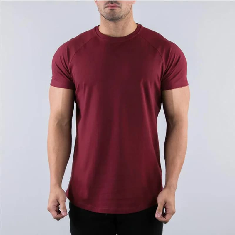 Hommes été maigre T-Shirt style décontracté à manches courtes t-shirt mâle gymnase Fitness Sport cou