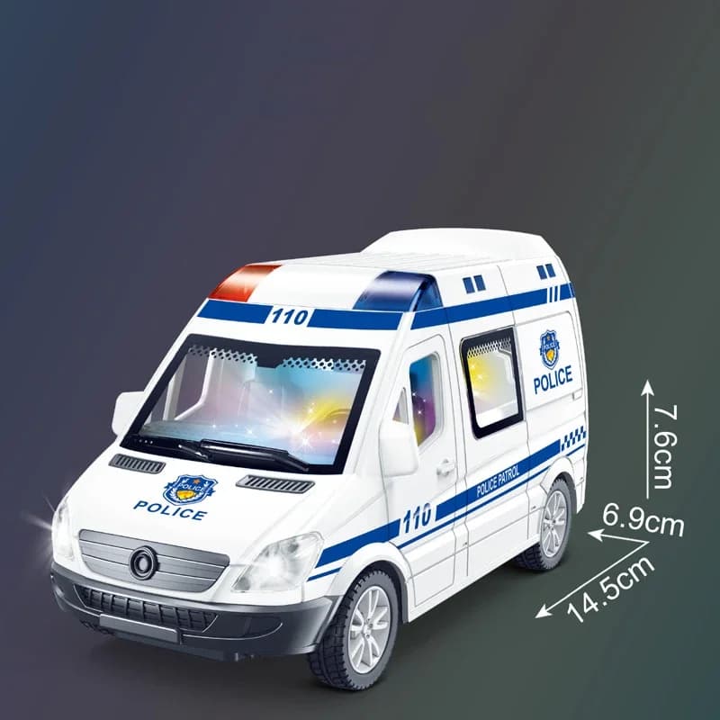 1:32 Mini voiture Diecast Ambulance camion de pompier modèle de voiture de police son et lumière véh