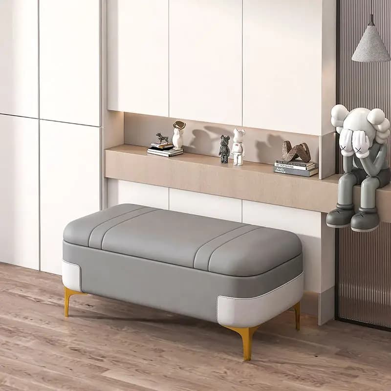 Banc de Rangement Nordique de Grande Capacité, Tabouret de Chaussures Proxy, Repose-Pieds Confortabl