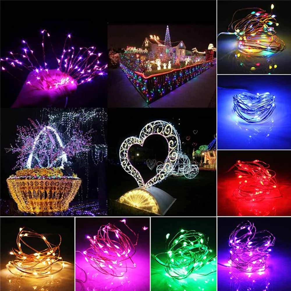 Guirlande lumineuse LED USB de 30 mètres, fil de cuivre et d'argent, guirlande lumineuse féerique ét