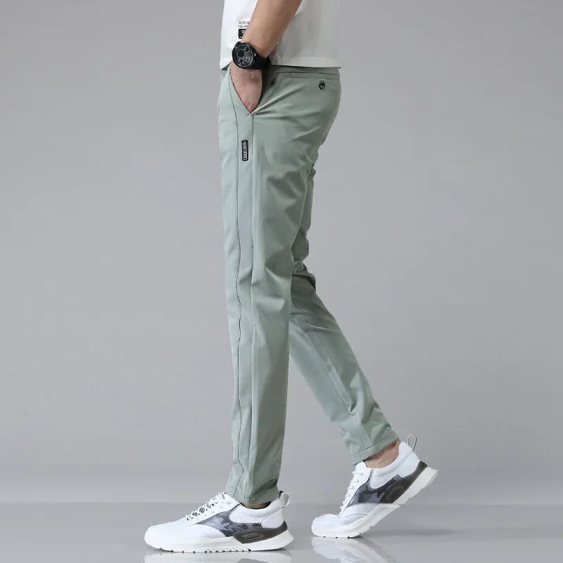 Pantalon Ultra-fin pour hommes, extensible, Slim, droit, décontracté, haute qualité, mode, respirant