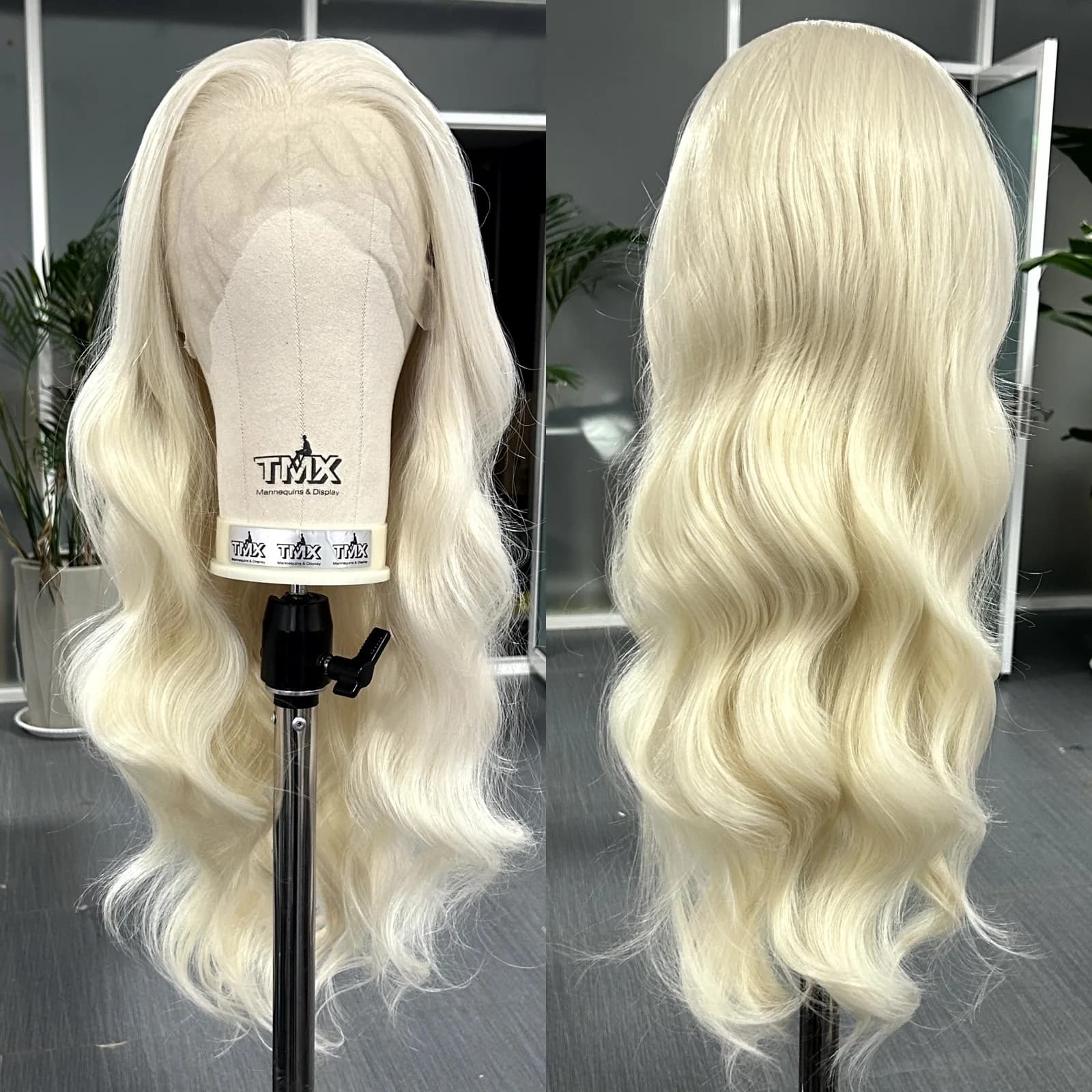 Perruque Lace Front Wig Synthétique Bouclée Naturelle pour Femme, Cheveux Longs et Ondulés, Blond Pl
