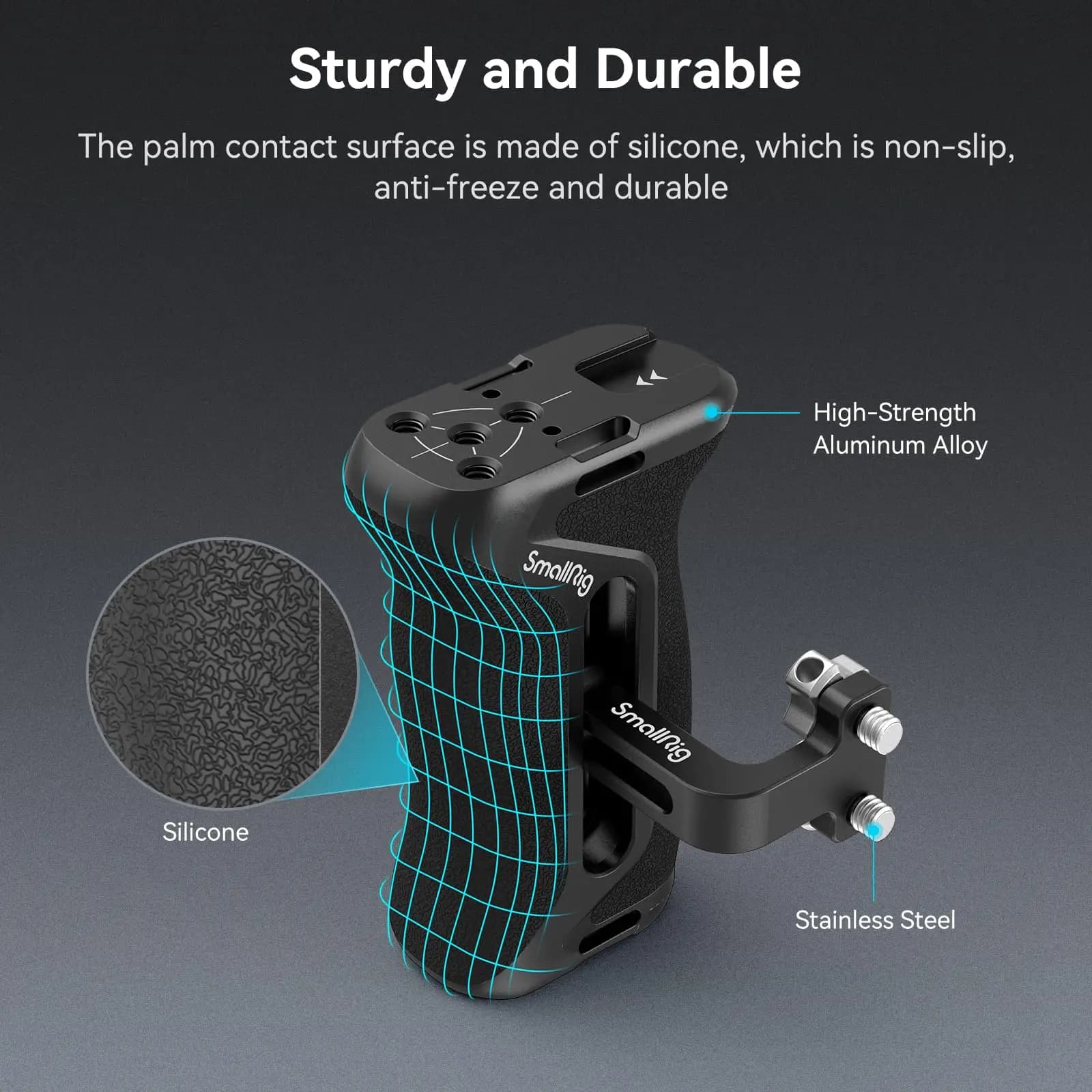 SmallRig-Poignée latérale universelle en aluminium et silicone pour appareil photo reflex numérique,