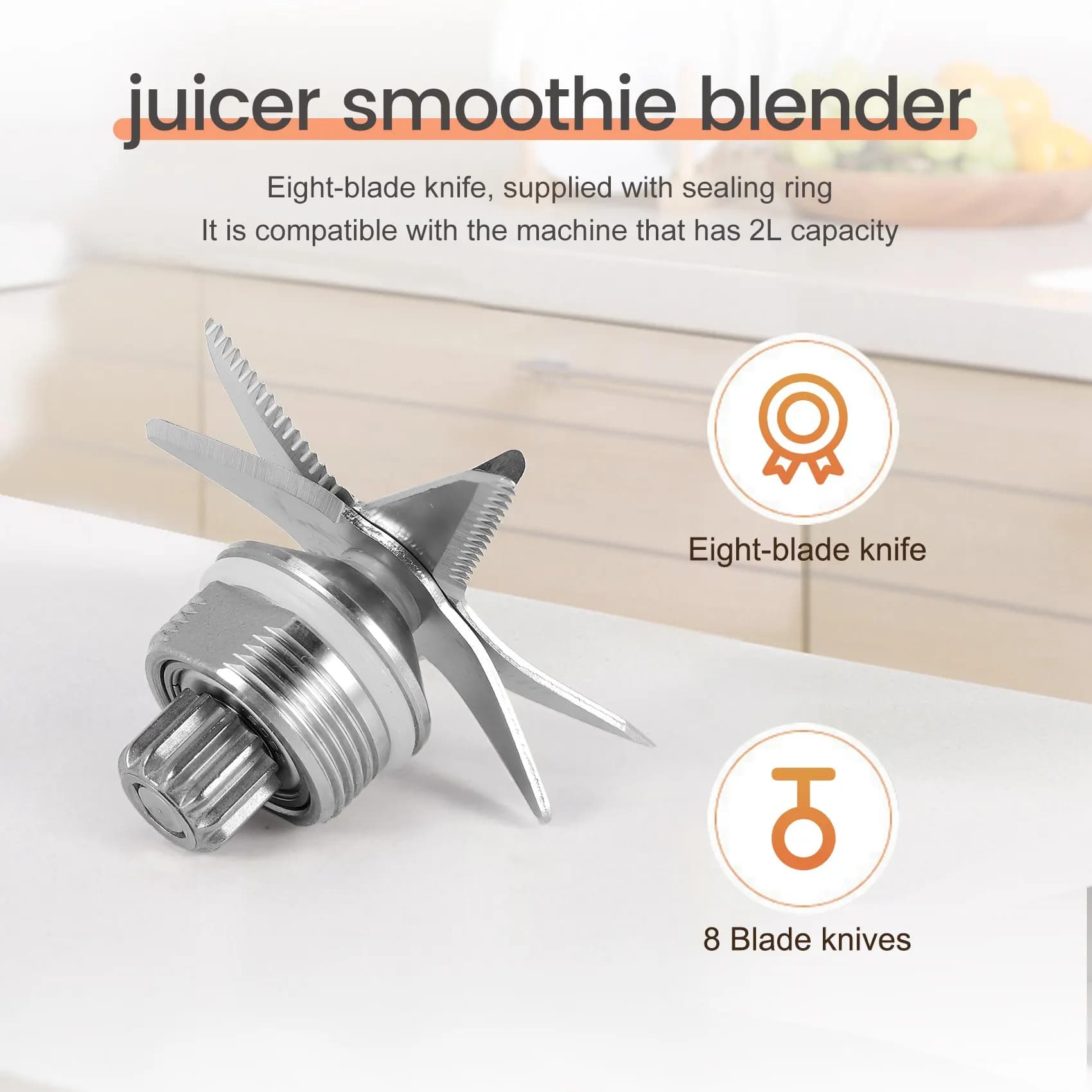 Mélangeur à glace sphérique Ju479 en acier inoxydable 767, couteau opaque à 8 lames pour machine uni