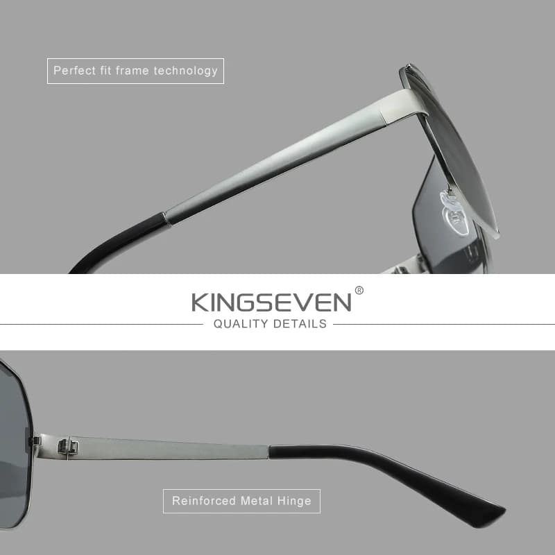 KINGSEVEN Lunettes de soleil de luxe modernes pour hommes et femmes, polarisées UV400, monture large