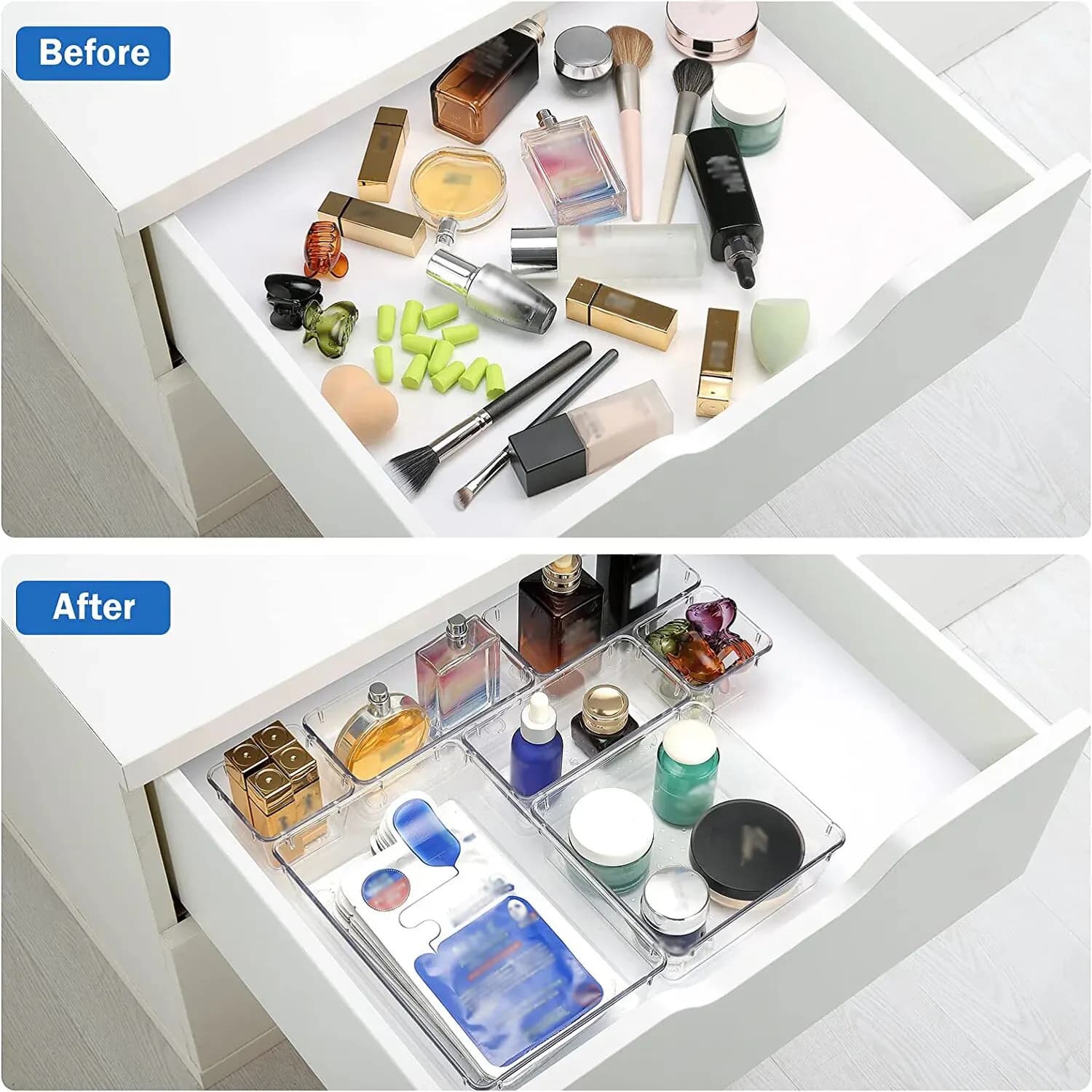 Ensemble de bacs de synchronisation de bureau en plastique transparent, boîte de rangement pour bure