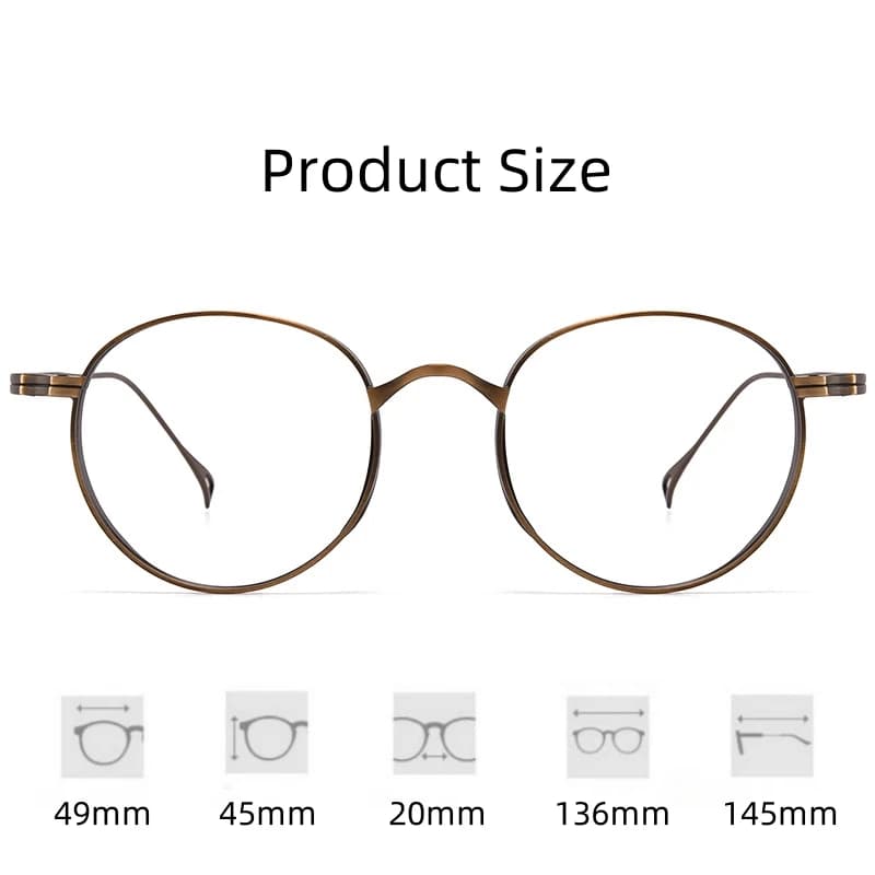 FIRADA mode lunettes confortables rétro pur titane lunettes rondes optique lunettes de Prescription 