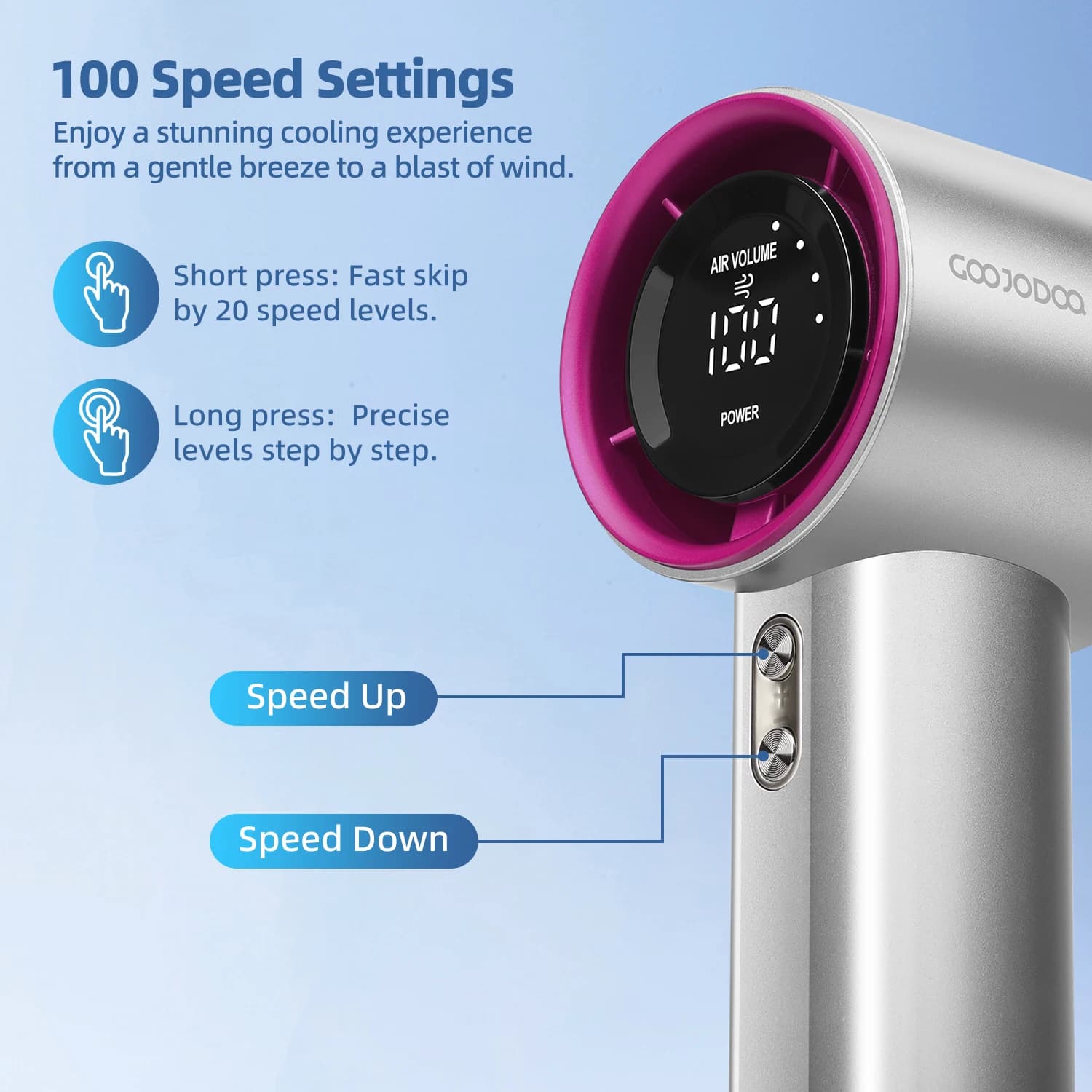 Mini ventilateur de bain aste, vitesse du vent à 100 vitesses, ventilateur électrique, affichage num