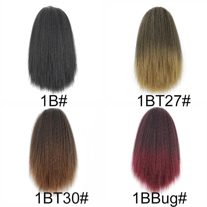 Extensions capillaires synthétiques Yaki courtes et lisses avec cordon de serrage, 10 pouces, queue 