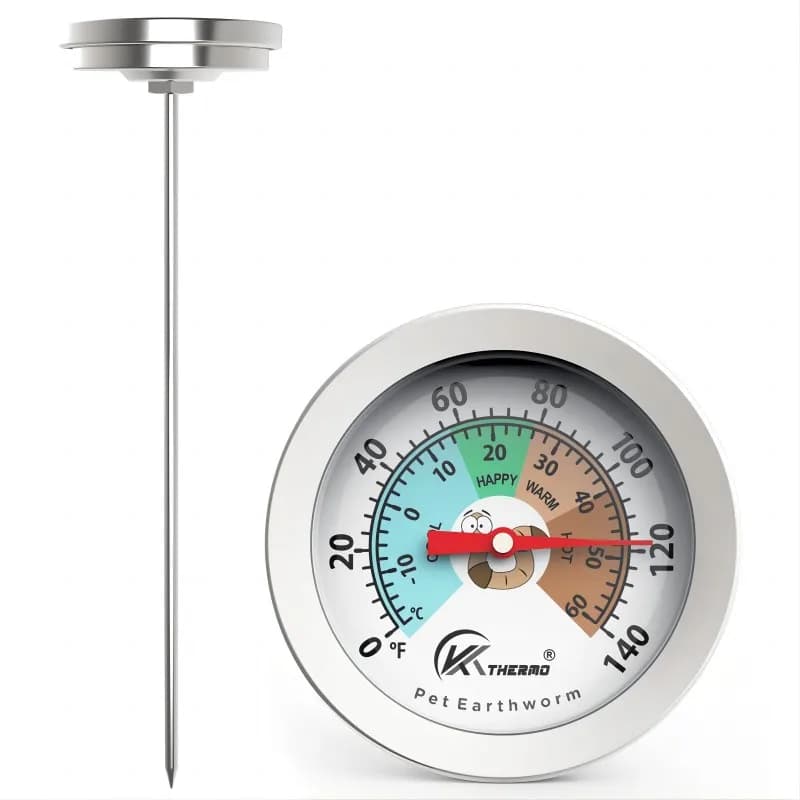 Thermomètre de sol pour compost et jardin – Sans batterie, sonde en acier inoxydable, cadran de 8 po
