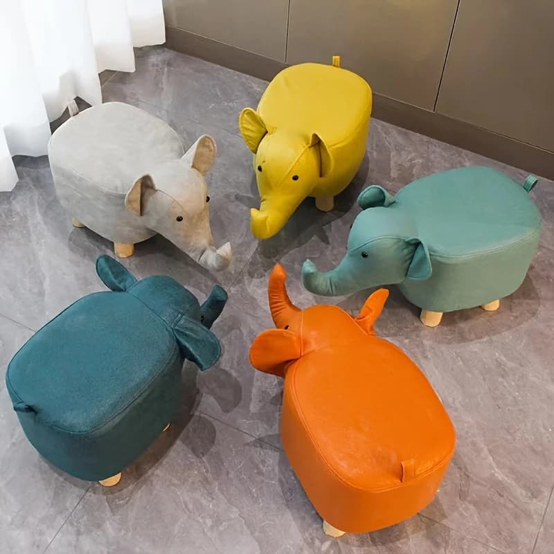 1 tabouret éléphant pour enfants, tabouret Animal mignon et créatif, tissu technologique en bois mas