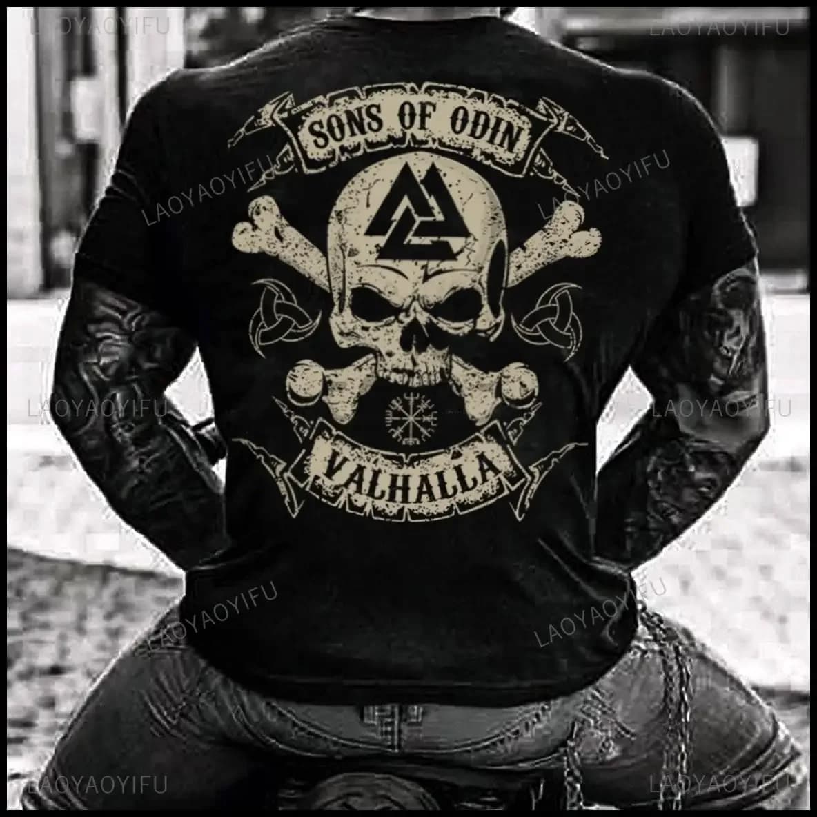 Viking Blood-T-shirt manches courtes pour homme, 100% coton, style légende, rétro, classique, Valhal