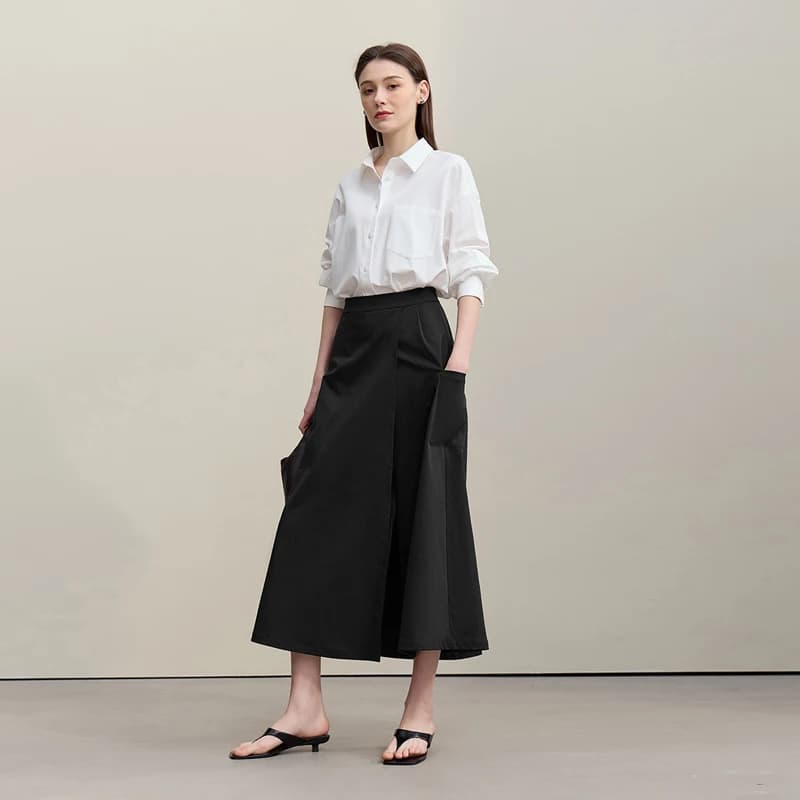 Jupe trapèze Amii pour femme, nouvelle collection été 2026, texturée, décontractée, avec poches, lon