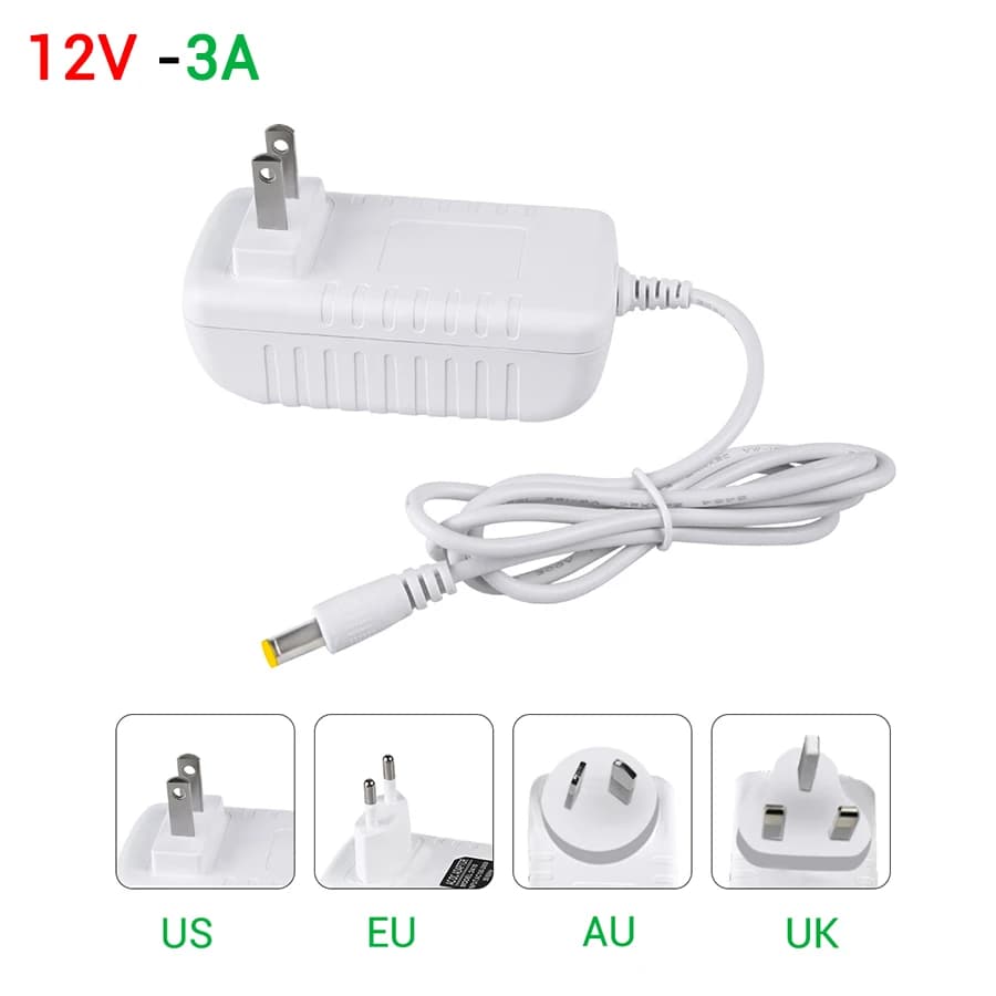 Adaptateur d'alimentation cc 12V, transformateur d'éclairage, entrée AC 100-240V, sortie DC 12V 1A 2