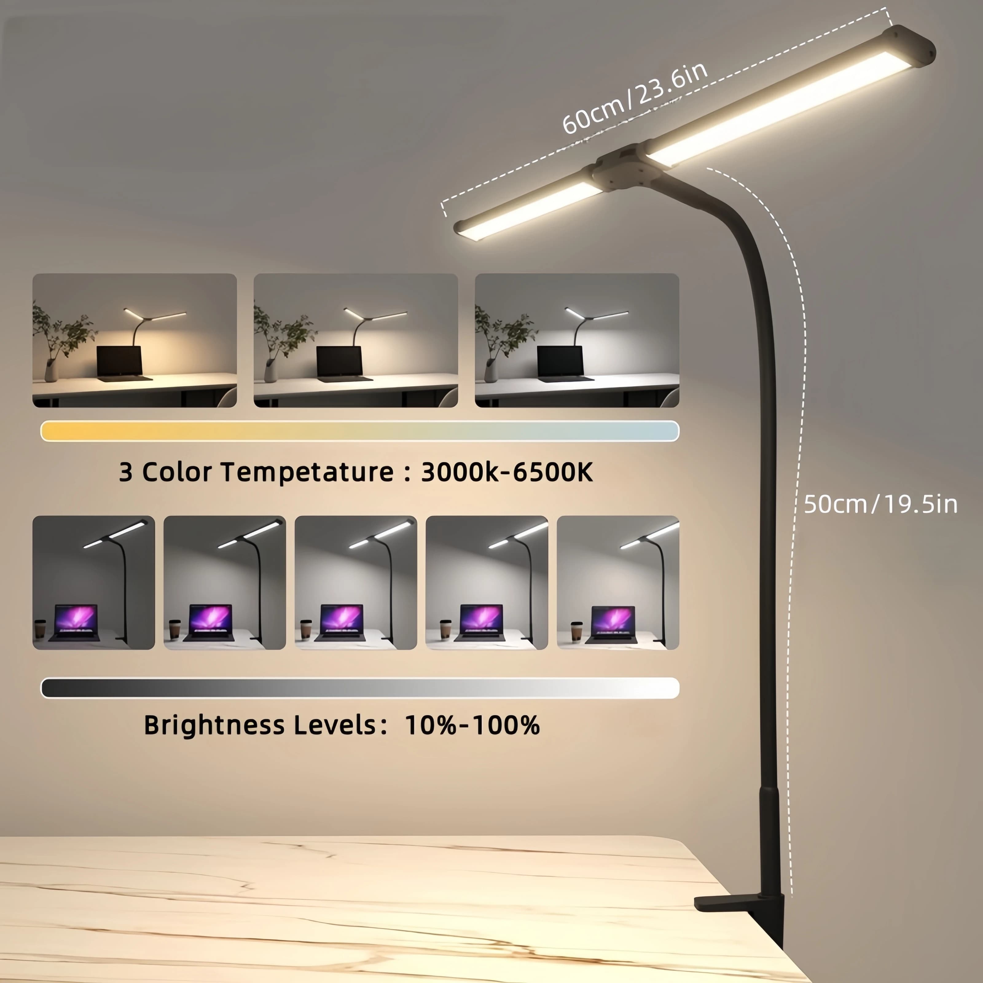 Double tête LED Clip Type télécommande lampe de bureau lampe de lecture lampe de bureau lampe de bur