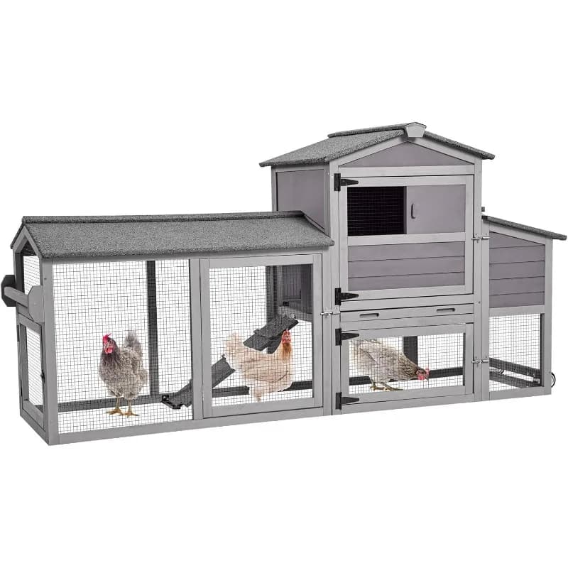 Poulailler, maison de poulailler mobile avec roulettes, cage de volaille extérieure avec boîte de ni
