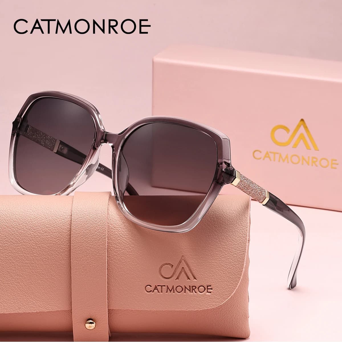 CATMONROE luxe polarisé femmes lunettes de soleil cadre papillon rose boîte-cadeau mode UV400 lunett