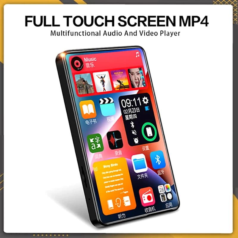 Lecteur MP4 UI 4 pouces, lecteur de musique MP3, Bluetooth 5.0, écran tactile 16 go avec haut-parleu