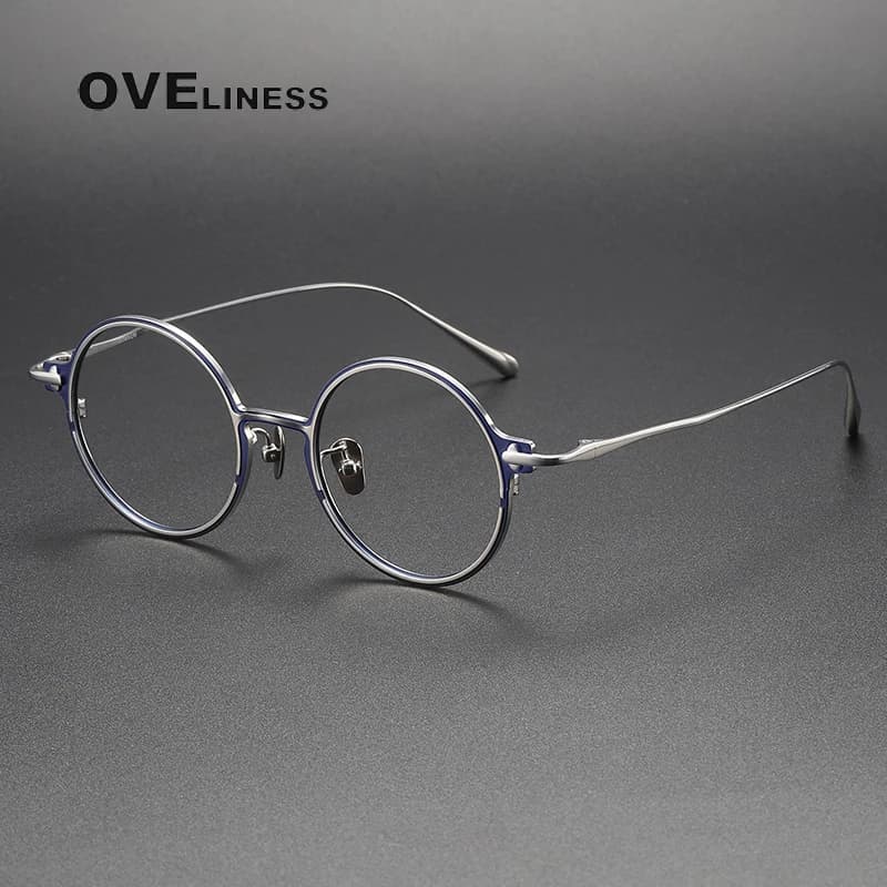 Monture de lunettes rétro en titane pur pour hommes et femmes, Vintage, ronde, Design de marque, mon