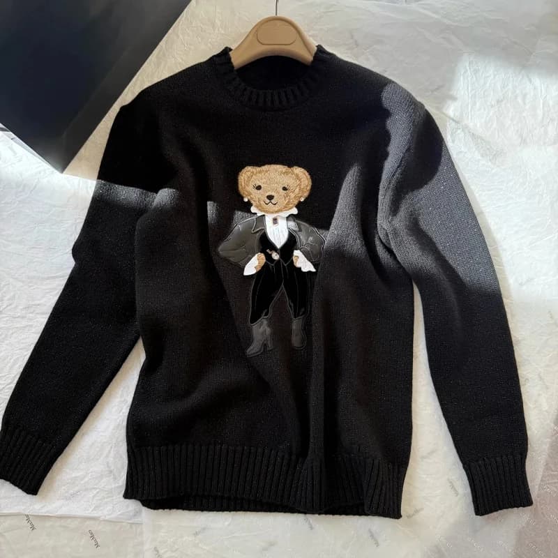 Teddy Bear vacances métallique cachemire tricot pull ample tricots pull à manches longues hauts mant