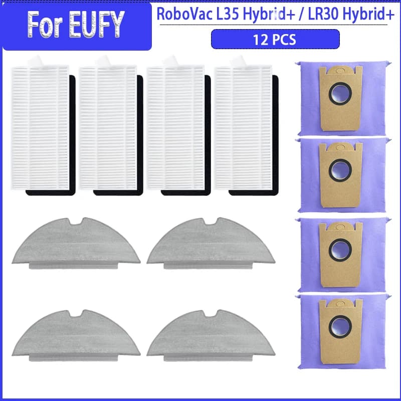 Filtre HEPA pour RoboVac EUFY L35 Hybrid + / LR30 Hybrid +, vadrouille, sacs à poussière Everths, pi