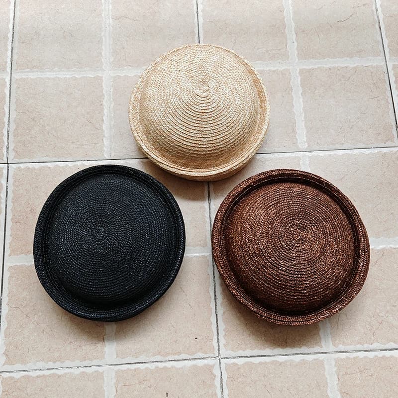 Béret plat d'été en paille pour femmes, chapeau de soleil, cercle Concave, chapeau de plage, fête De