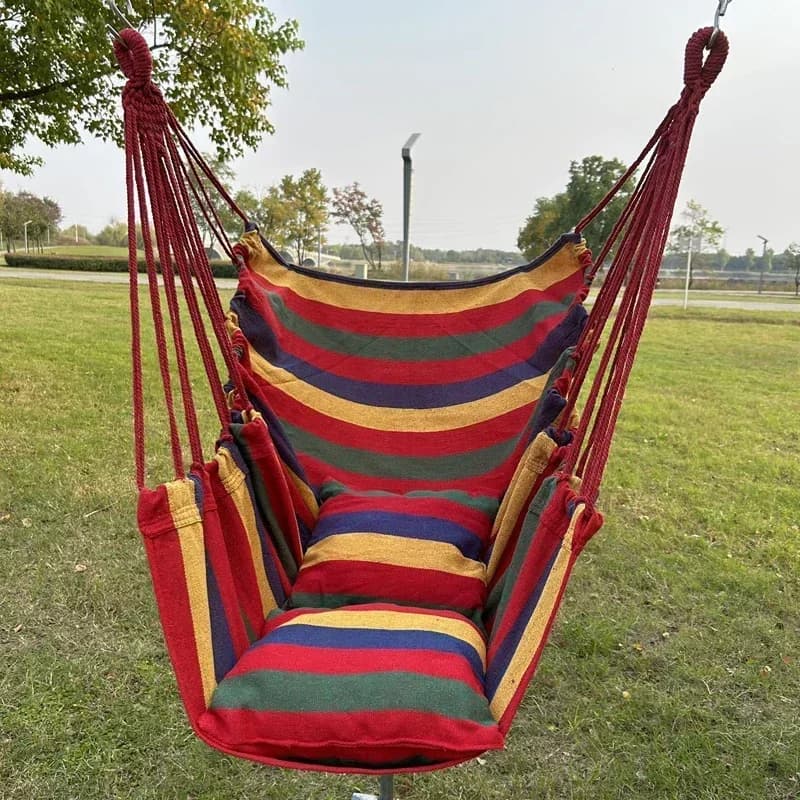 Hamac chaise en toile rayée colorée, sans coussin, durable, pour intérieur/extérieur/camping, idéal 