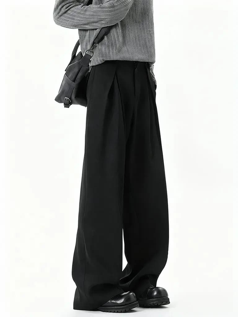 Pantalon décontracté streetwear à jambe large pour homme, style Harajuku, coupe évasée, noir, de hau
