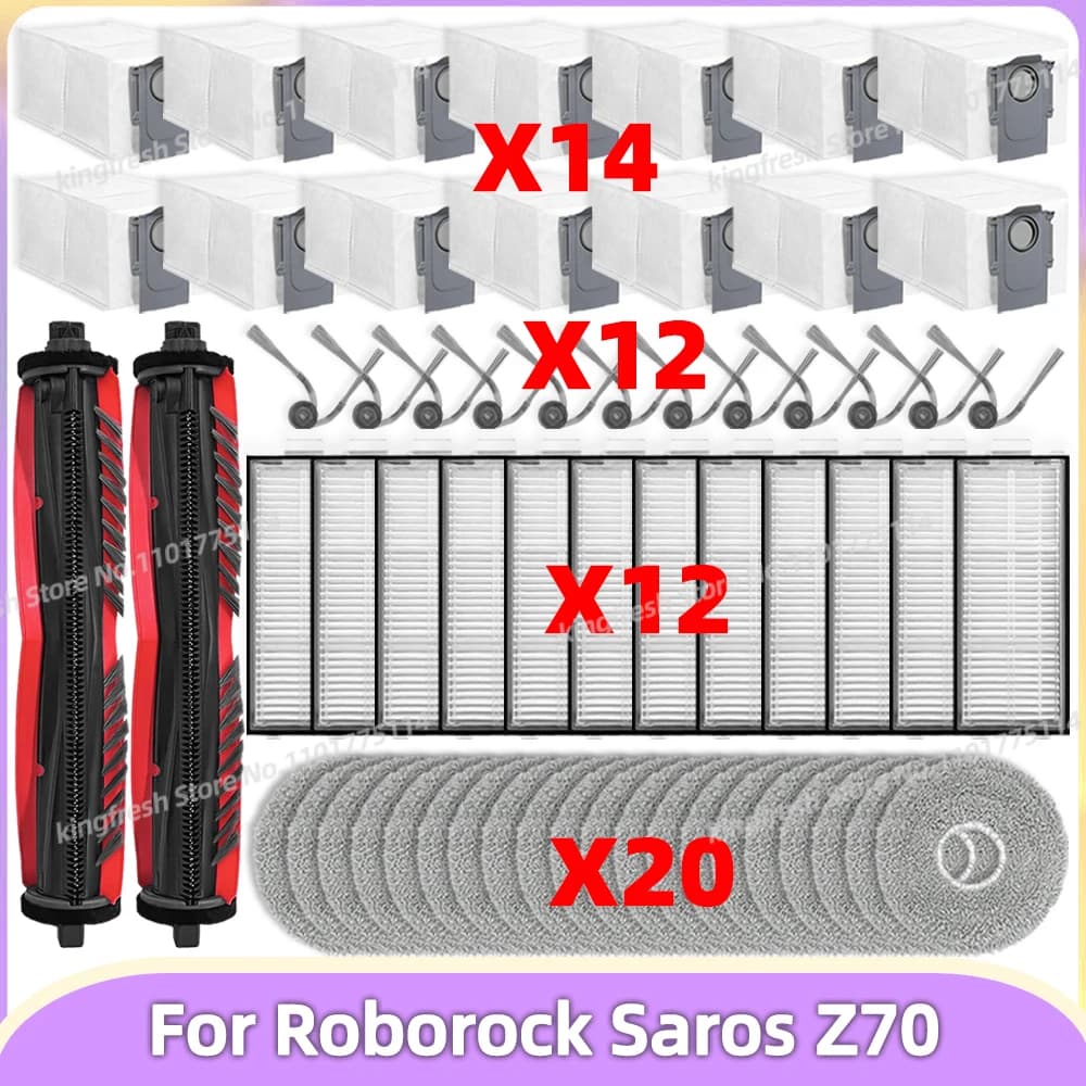Compatible avec (Roborock Saros Z70) Pièces d’aspirateur Brosse principale/latérale Filtre HEPA Chif