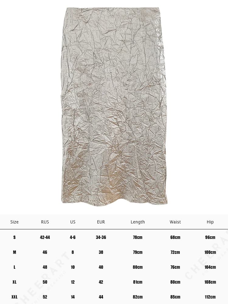 Contest ERART-Jupe Longue D.lique Argentée pour Femme, Fente Pailletée Trapèze, Froncée, Midi, Berga
