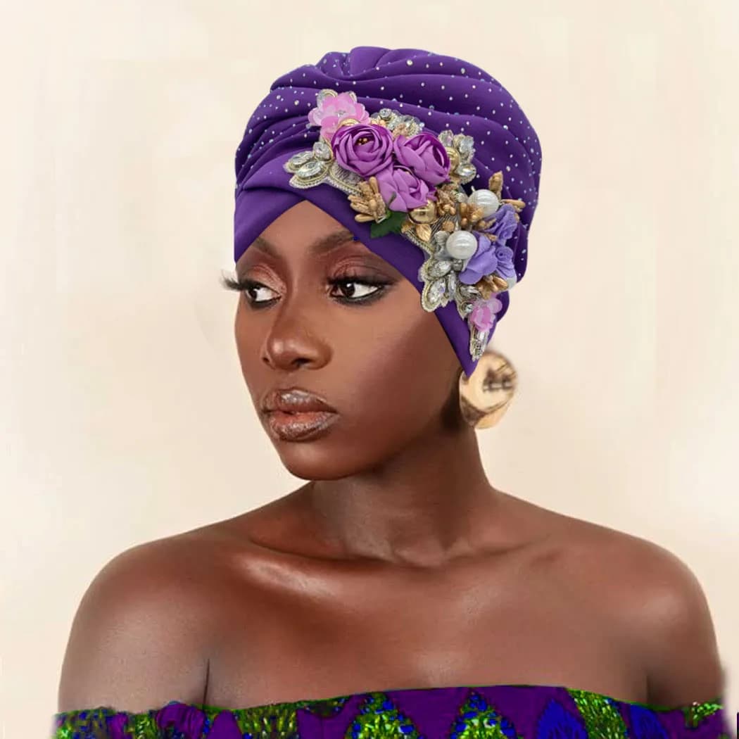 2024 luxe strass Turban casquette pour femmes afrcian Geles Headtie prêt Nigeria Auto Gele femme ban